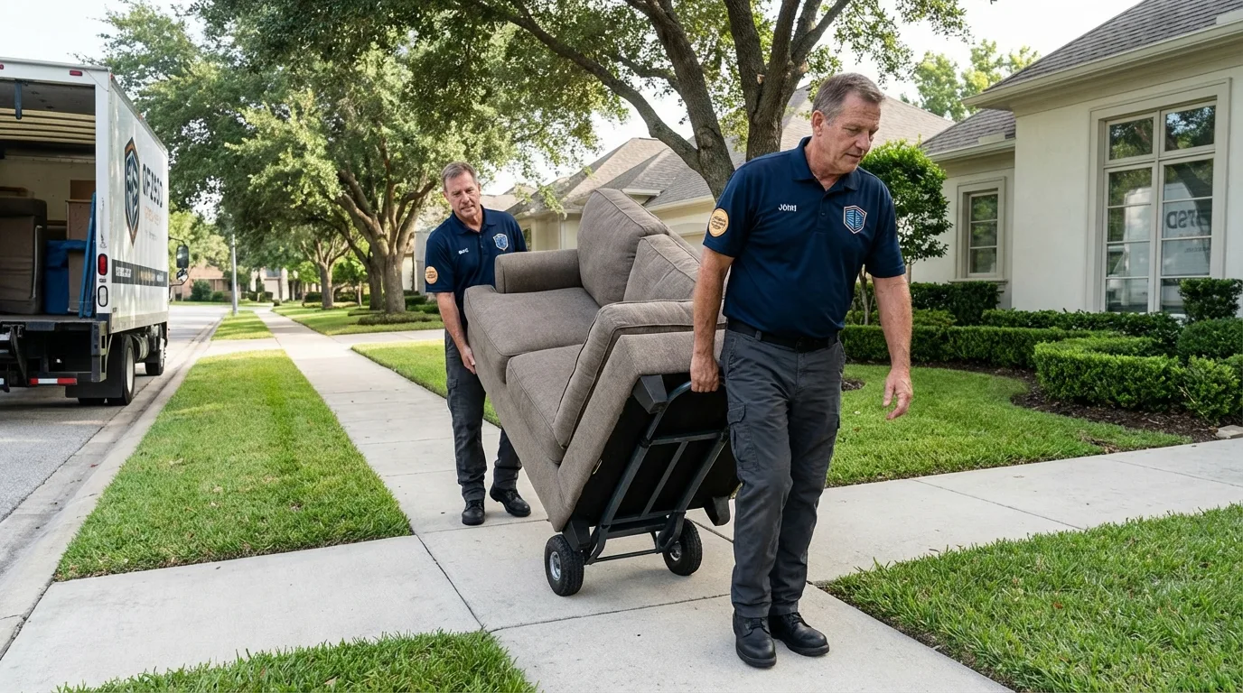 Local residential moving crew loading furniture in Greensboro, NC